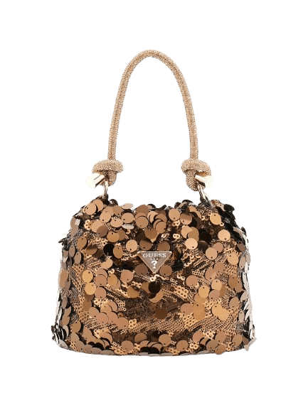 GUESS - Guess Mini-Henkeltasche Holiday Shine, Bronze von GUESS