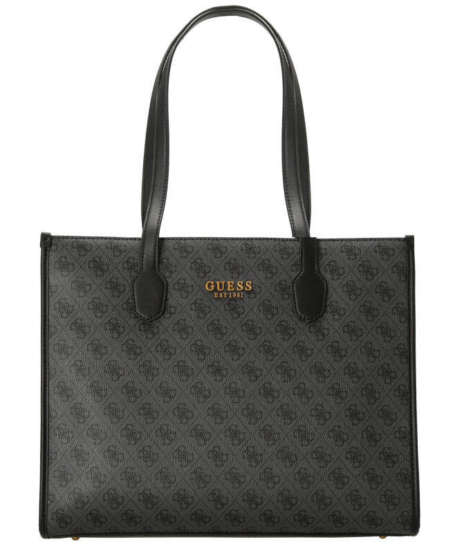 GUESS - Guess Silvana Tote Damentasche Synthetik coal logo Grau von GUESS