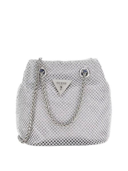 GUESS - Guess Zalina Mini Beuteltasche, Umhängetasche, Abendtasche, Glamour-Silber von GUESS