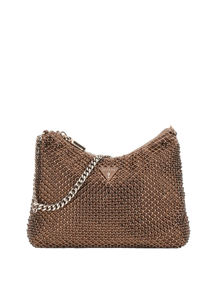 GUESS - Guess Zalina Top Zip Mini Schultertasche, Abendtasche, Bronze von GUESS