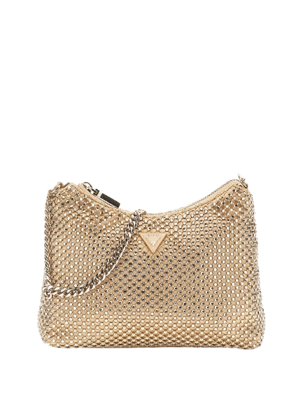 GUESS - Guess Zalina Top Zip Mini Schultertasche, Abendtasche, Gold von GUESS