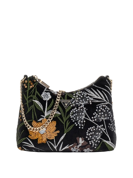 GUESS - Guess Zalina Top Zip Schultertasche, Abendtasche, Schwarz-Multi von GUESS