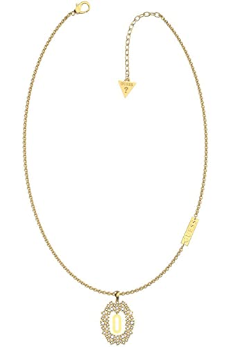GUESS Halskette mit Initialen My Name, Buchstaben A-V, vergoldet mit weißen Zirkoniasteinen, Einheitsgröße, Metall, Kein Edelstein von GUESS