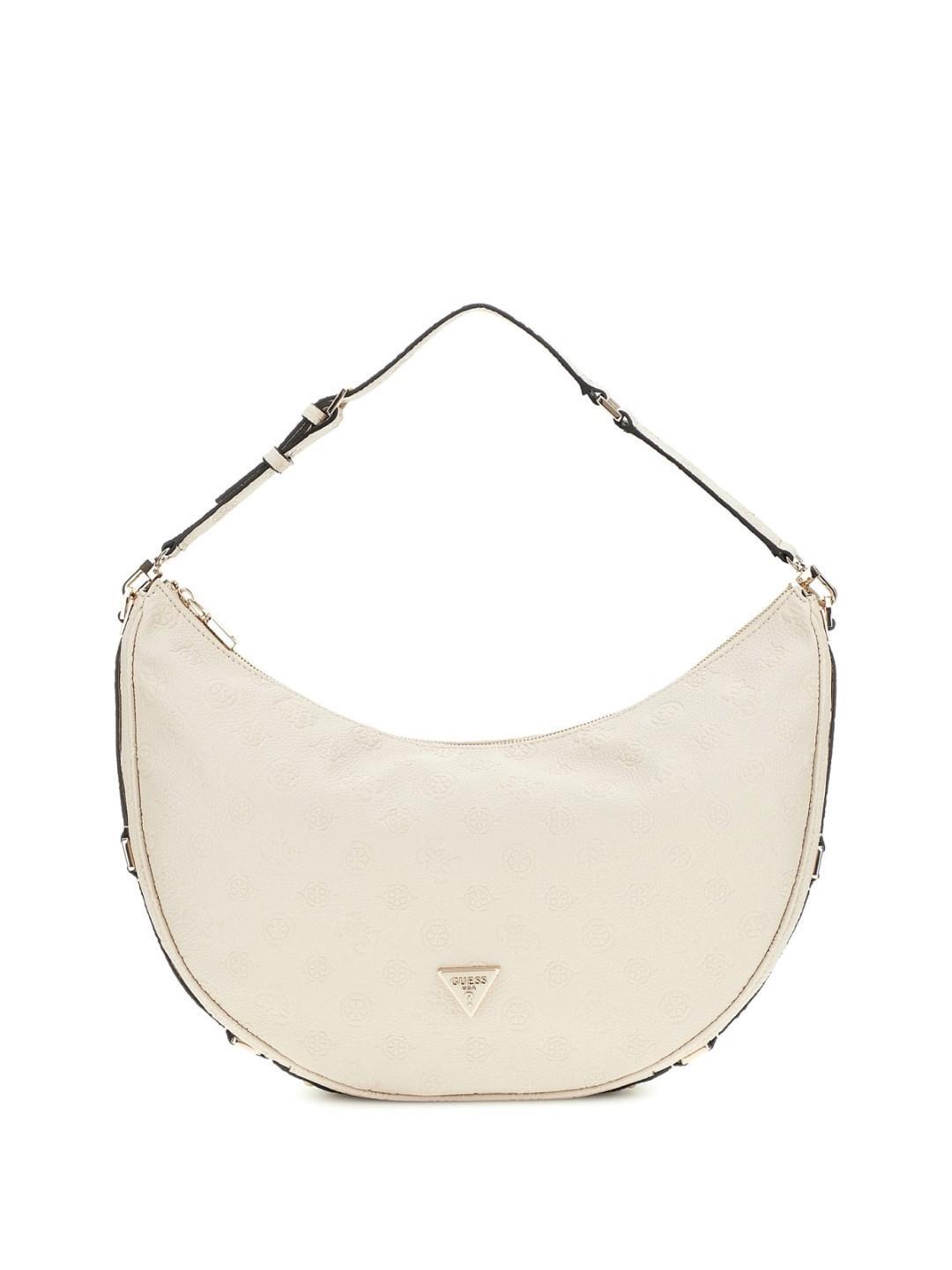 GUESS - Handtasche Mit Reißversc Cresidia Large Hobo Bone Offwhite von GUESS