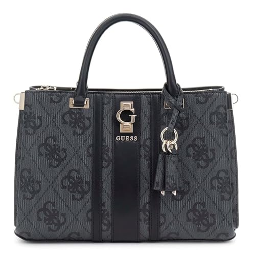 GUESS Handtasche Umhängetasche Erenia Girlfriend Satchel Coal Logo dunkelgrau von GUESS
