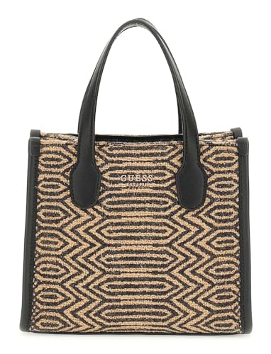 GUESS Handtasche Umhängetasche Silvana Two Compartment Mini Tote Natural/Black hellbraun von GUESS