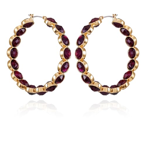 GUESS Hellrote Kristallcreolen in Goldton von GUESS