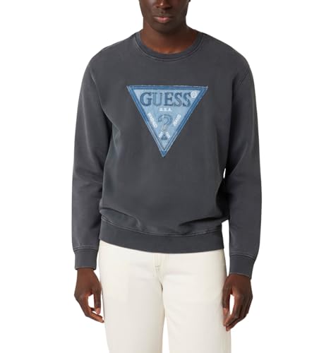GUESS Herren Eco Triangle Patch Sweatshirt, Grey Shadow Blue, Large von GUESS