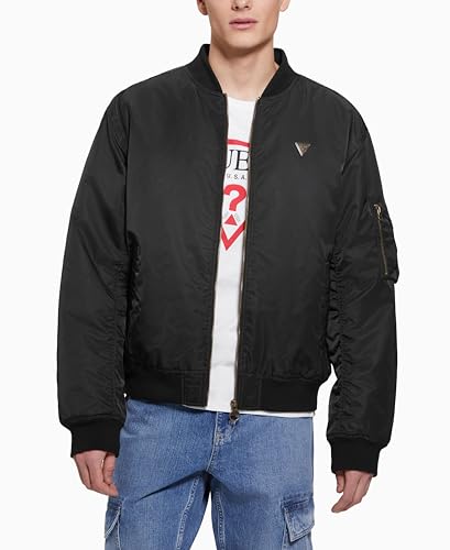 GUESS Herren John Bomber Hooded Jacket Jacke, Schwarz (Jet Black), L von GUESS