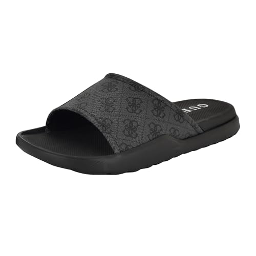 Guess Herren Magaria Schiebe-Sandalen, Dark Grey Logo Multi 020, 41 EU von GUESS