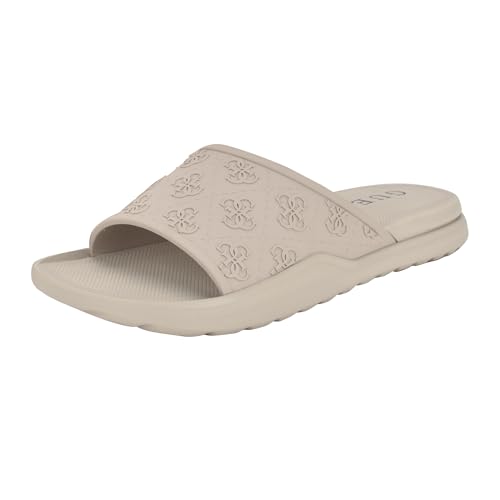 GUESS Herren Magaria Schiebe-Sandalen, Light Grey Logo Multi 050, 39 EU von GUESS
