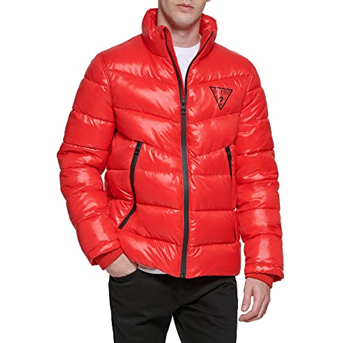 GUESS Herren Midweight Logo Oversized Zip Puffer Jacke, Purpur, XL von GUESS