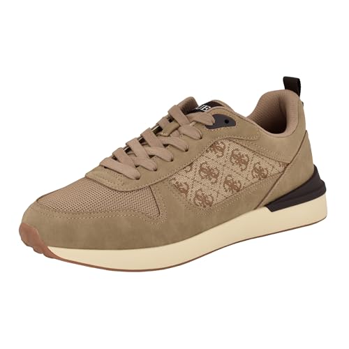 GUESS Herren Olivos Sneaker, Taupe Logo Multi 240, 44 EU von GUESS