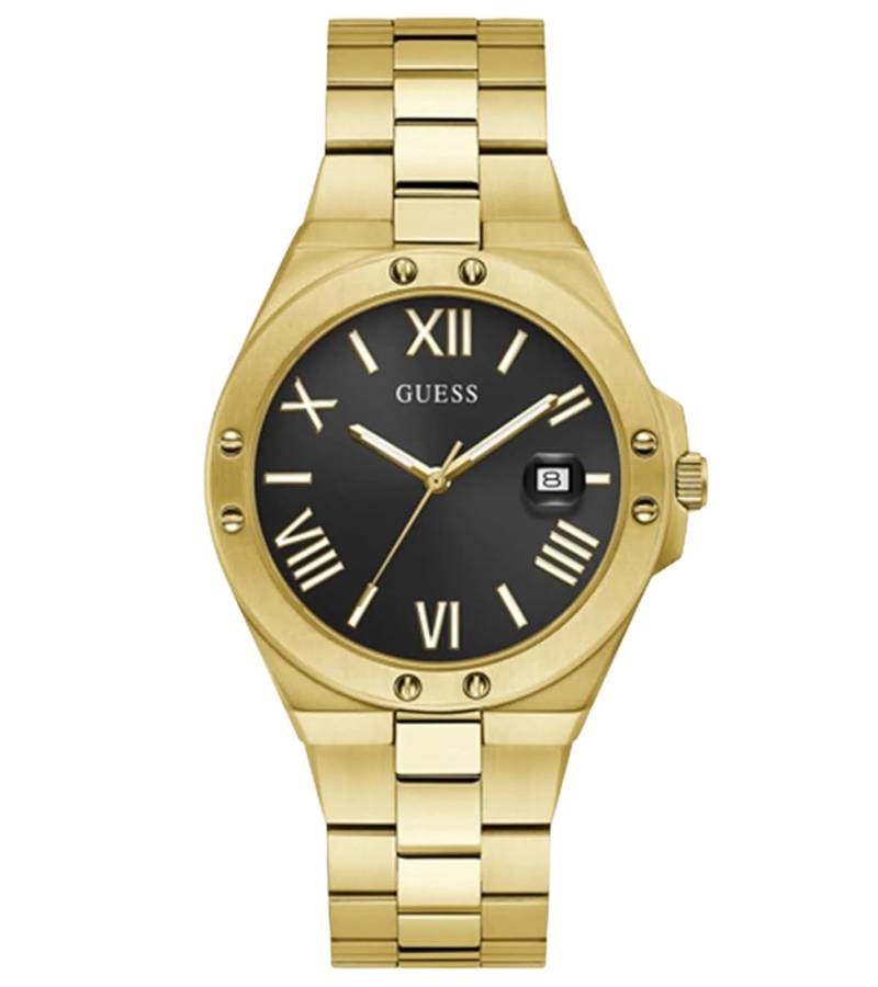 GUESS Herren Quarz-Uhr mit Wasserdichtigkeit 5 ATM Edelstahl-Uhr Armband-Uhr GW0276G2 Gold von GUESS