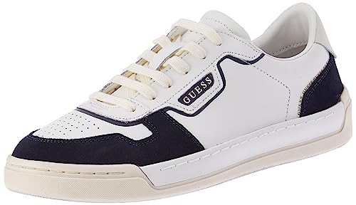 GUESS Herren STRAVE Vintage Sneaker, weiß Blau, 45 EU von GUESS