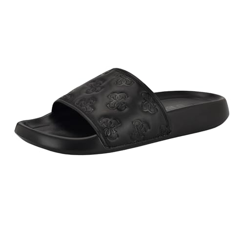 GUESS Herren Sevyn Schiebe-Sandalen, Black Logo Multi 001, 47 EU von GUESS