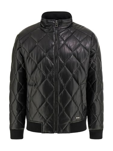 GUESS Herren Steppjacke aus Kunstleder, Schwarz (Jet Black), L von GUESS