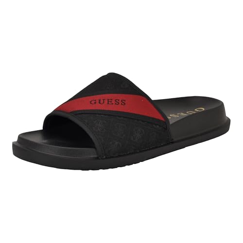 GUESS Herren Vellden Slide Sandale, Black Logo Multi 001, 46 EU von GUESS