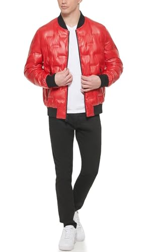 GUESS Herren Warme, regenabweisende Jacke Bomberjacke, Rot/Ausflug, einfarbig (Getaway Solids), XXL von GUESS