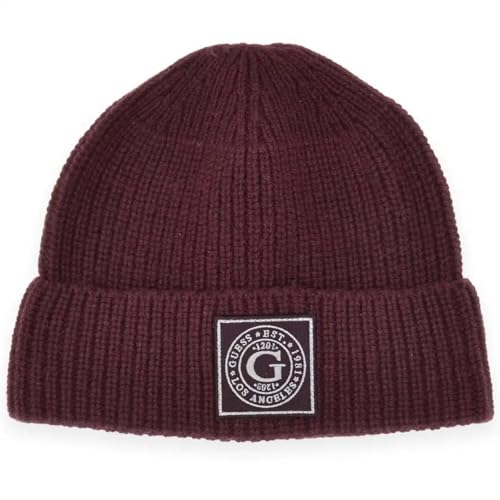 GUESS Herren Wollmischung Beanie-Mütze Burgunderrot, Einheitsgröße, Burgunder, EinheitsgröÃŸe von GUESS