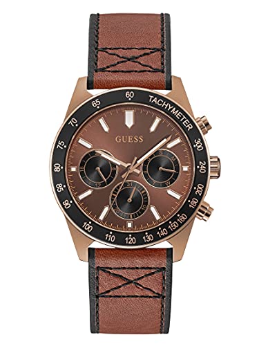 GUESS Herren analog Quarz Uhr mit Leder Armband GW0331G1 von GUESS