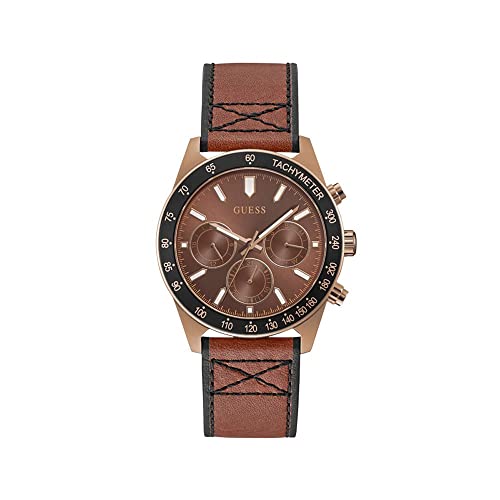 GUESS Herren analog Quarz Uhr mit Leder Armband GW0331G1 von GUESS