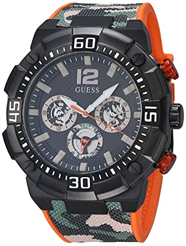 GUESS Herren analog Quarz Uhr mit Silikon Armband GW0264G2 von GUESS