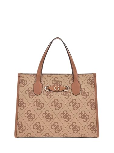 GUESS Izzy 2 Compartment Tote Latte Logo von GUESS