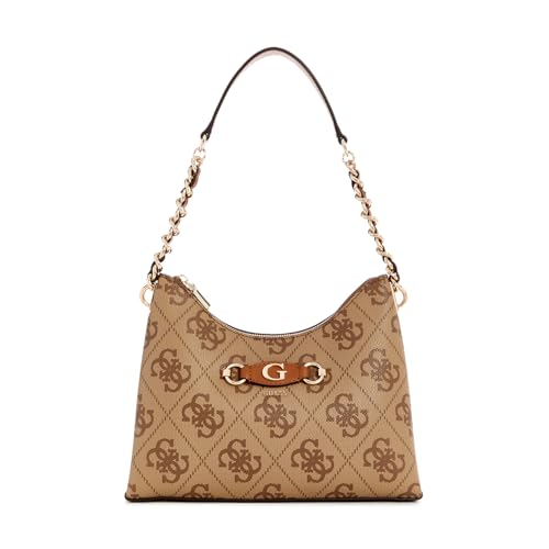 GUESS Izzy Top Zip Shoulder Bag Latte Logo von GUESS