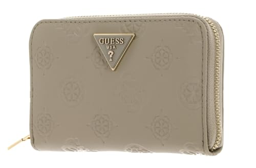 GUESS JENA Zip Around Wallet M Taupe Logo von GUESS