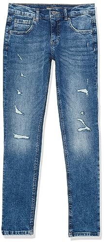 GUESS Jungen Slim Fit Stretch Destructed Denim, Wild Indigo Wash, 16 Jahre von GUESS