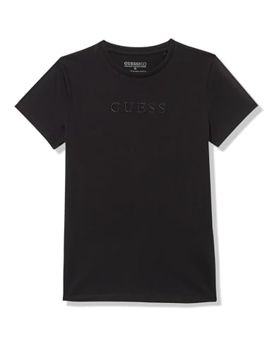GUESS Jungen T-Shirt aus Bio-Baumwolle mit gesticktem Logo, Schwarz (Jet Black), 176 von GUESS