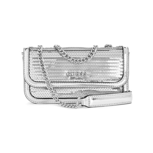 GUESS Kaska Mini Convertible Crossbody Flap Silver von GUESS