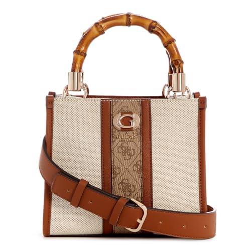 GUESS Kerima Bamboo 2 Compartment Mini Tote Natural/Latte Logo von GUESS