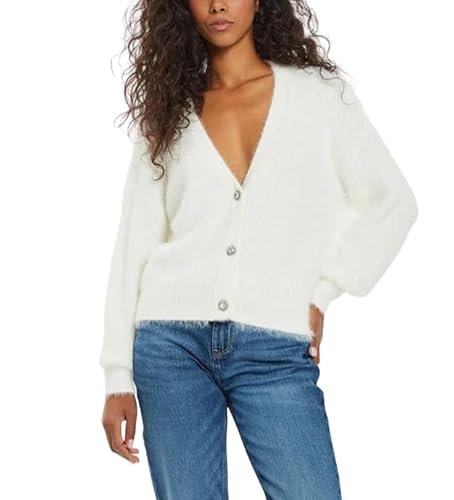 GUESS Keyla Strickjacke W4BR27 Z3BH0, cremefarben, L von GUESS