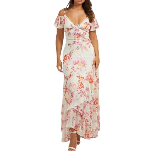 GUESS Kleid Gelb/Rosa mit gemusterten Damen Cold, gelb, X-Small von GUESS