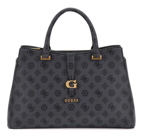 GUESS Kuba Tri Compartment Satchel Charcoal Logo von GUESS