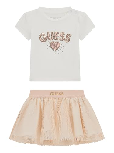 GUESS Kurzarm-T-Shirt und Rock für Mädchen, Reinweiß, 6 Monate GUESS Kurzarm-T-Shirt und Rock für Mädchen, Reinweiß, 6 Monate von GUESS