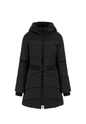 GUESS Lange Daunenjacke mit Kapuze Seline Logo Midi Puffer W4BL58WGL72 Schwarz, Schwarz , L von GUESS