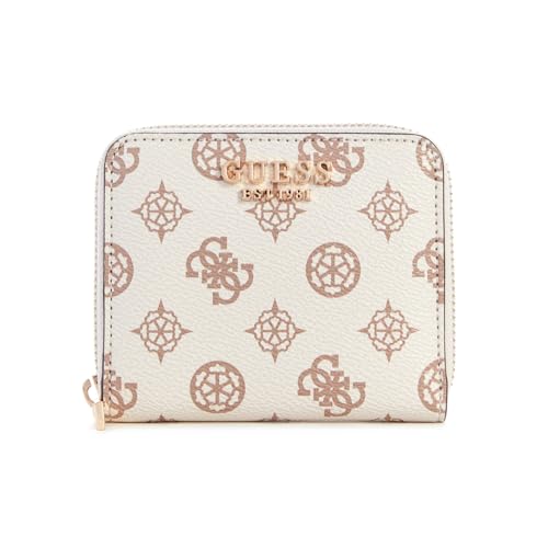 GUESS Laurel SLG Small Zip Around Wallet Cream Logo von GUESS