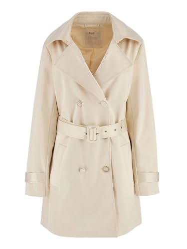 GUESS Luana Damen Trenchcoat Short Belted - Elfenbein Modell W4RL08WFJ02 Synthetik L, Vanille-Rouge von GUESS