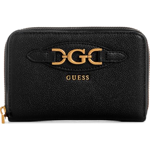 GUESS Malva SLG Damen-Handtasche, mit Reißverschluss, Größe M, Schwarz, Schwarz, One Size, Malva SLG Medium Zip Around von GUESS