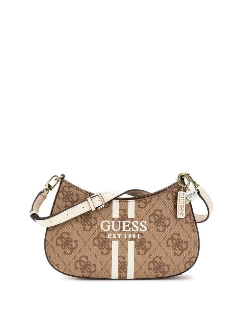 GUESS - Handtasche Noelle Ii Top Zip Shoulder Bag Latte Logo Braun von GUESS