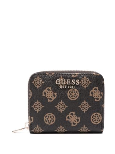 GUESS Laurel SLG Small Zip Around Wallet Mocha Logo von GUESS