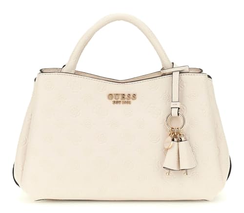 GUESS Phoebe Girlfriend Satchel Bag Creme White Logo von GUESS