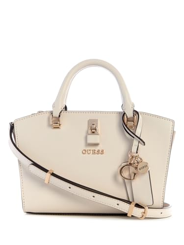 GUESS Damen Queensland Mini Satchel, Umhängetasche, Off White/Taupe von GUESS
