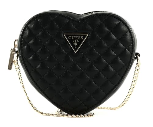 GUESS Damen Rianee Quilt Heart Bag Abendtasche, Umhängetasche, Schwarz von GUESS