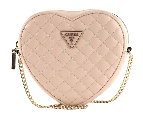 GUESS Damen Rianee Quilt Heart Bag Abendtasche, Umhängetasche, Blasses Pink von GUESS