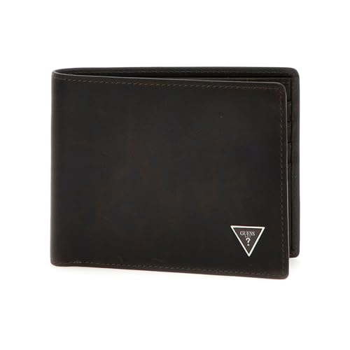 GUESS Roma Flat Bi-Fold Geldbörse aus Vollleder braun von GUESS