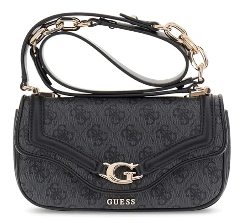 GUESS Schultertasche Umhängetasche Dea Crossbody Flap Coal Logo dunkelgrau von GUESS